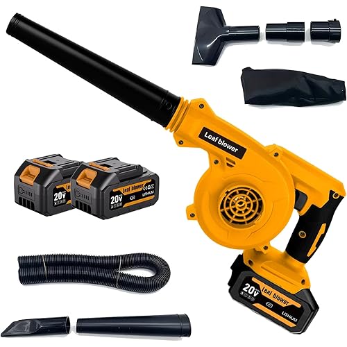 3-in-1 Cordless Leaf Blower & Vacuum with Bag Brushless Battery Powered Leaf Vacuum Mulcher with 2 Batteries and Charger Leaf Blowers for DIY Vacuuming, Home/Vehicle Cleaning Best Gift for Holiday