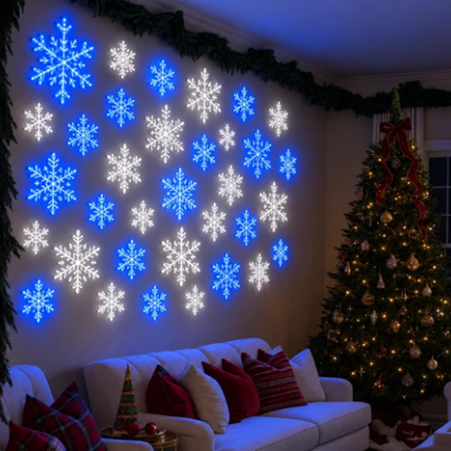 Lámparas de pared LED con forma de copo de nieve, copo de nieve iluminado,