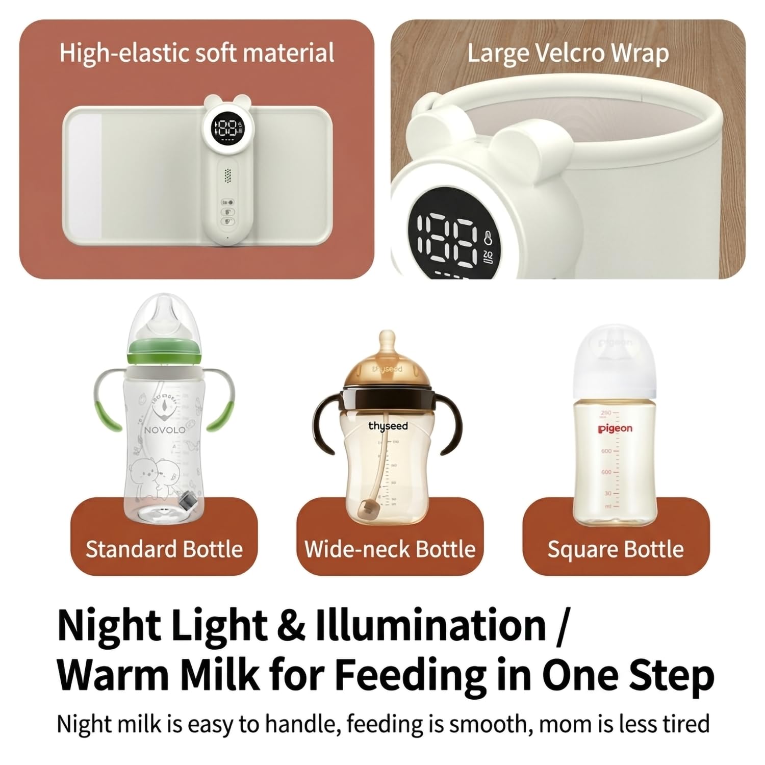 Cozytots Calentador de biberones para bebé, calentador de botellas Matchild para llevar, batería USB, termo con indicador de temperatura, bolsa de calor para biberones portátil, funda para biberones