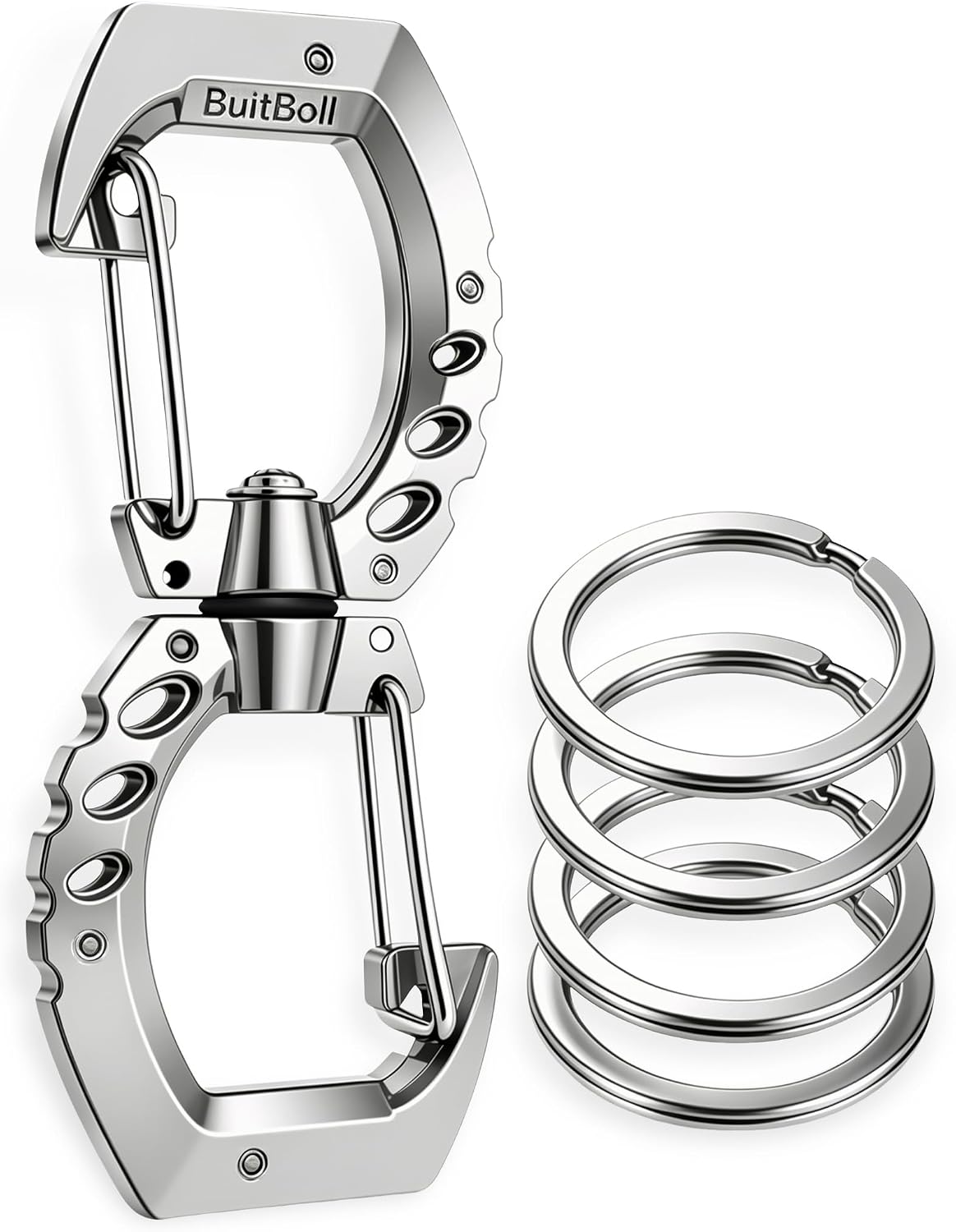 Key Chain, 360 Spin Key Ring Holder for Women Men | Double-Open Wiregate Reversible Keychain Organizer Carabiner Clip