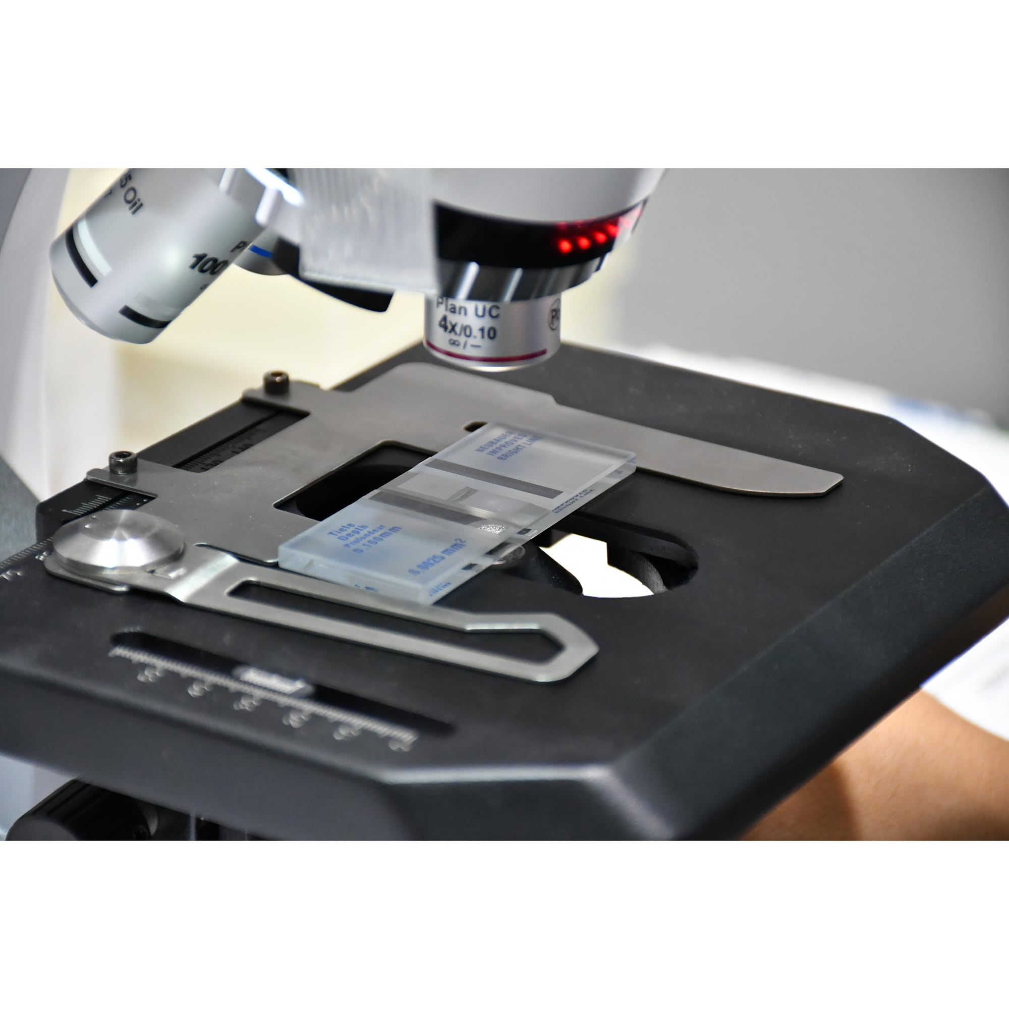 Camera di Conteggio Delle Cellule Del Sangue Cromata,Emocitometro Neubauer Migliorato con Linea Luminosa e Coprioggetti da 2 Pezzi,Vetro Delle Camere di Conteggio Della(Size:75x50mm,Color:Trasparente)