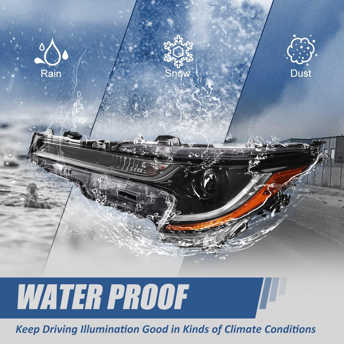 Auto Dynasty LED Projector Headlight Lamp Compatible with Toyota Corolla Sedan Base/L/LE 2020-2024, Driver Left Side, Black Housing Amber Corner