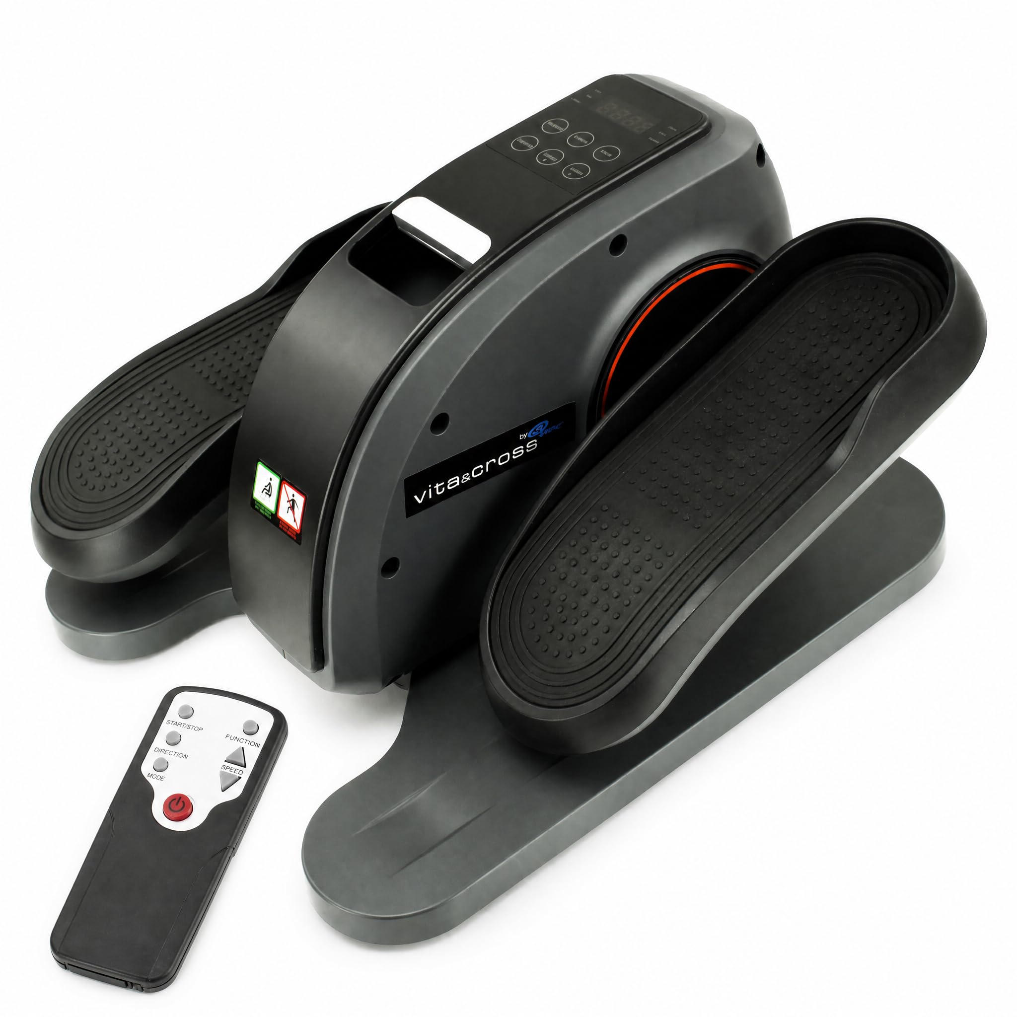 @tec Vita&Cross Motorisierter Pedaltrainer, Mini Ellipsentrainer | Gelenkschonender Beintrainer im Sitzen – 10 Stufen, 3 Programme, mit Fernbedienung, für Senioren, Büro & Zuhause