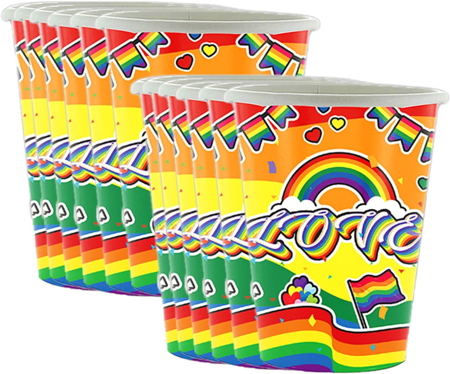 ATBEAMEN 12Pcs Rainbow Pride Party Paper Cups Decorations for Kids