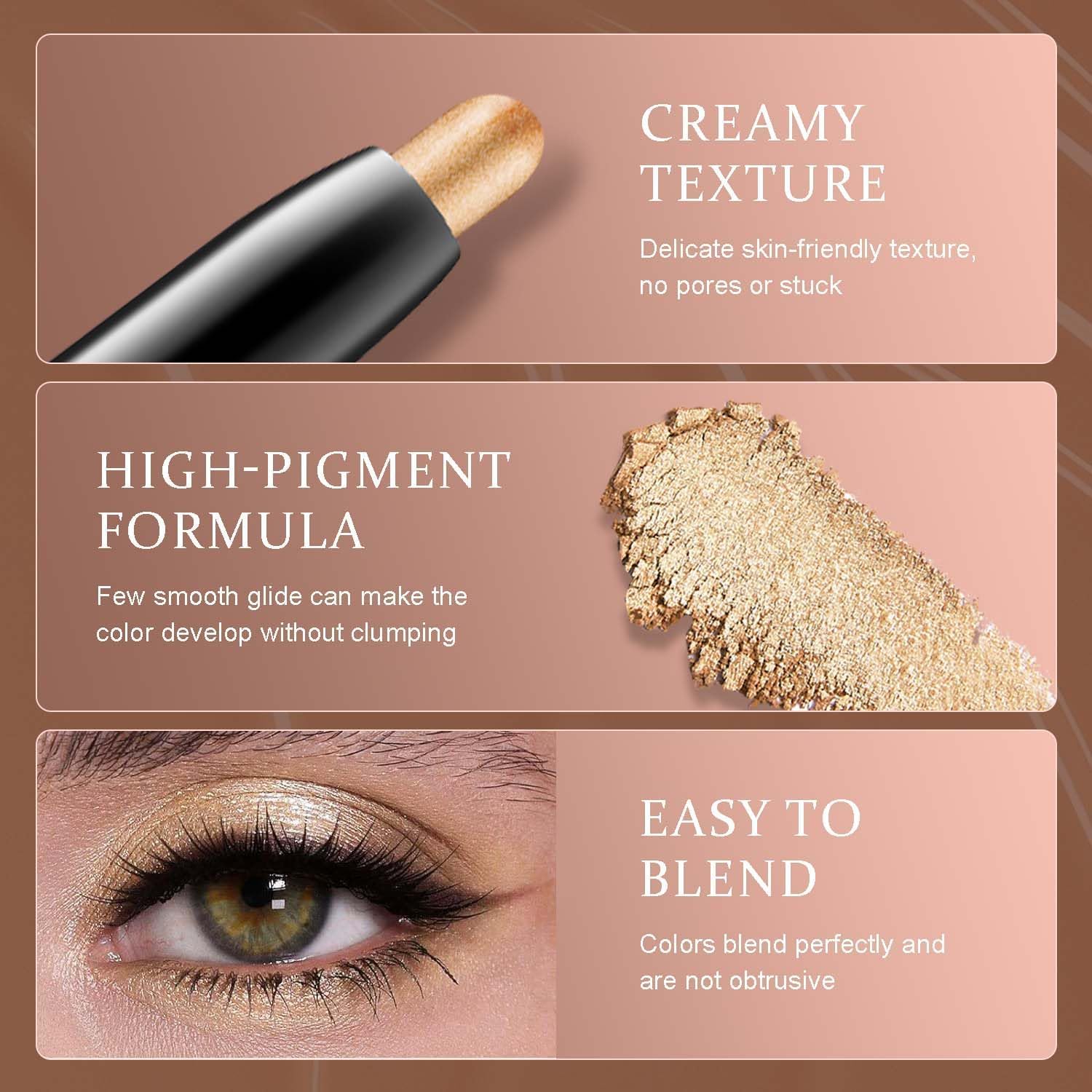 XINYUNXIN 3PCS Eyeshadow Stick, Multi-Coloured Eyeshadow Pencil Set, Waterproof Creamy Long-Lasting Eye Makeup Kit - Image 2