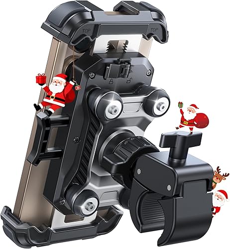 JOYROOM Soporte de teléfono para motocicleta - Amortiguador de vibración dual Soporte de teléfono antigolpes de 150 mph para motocicleta abrazadera