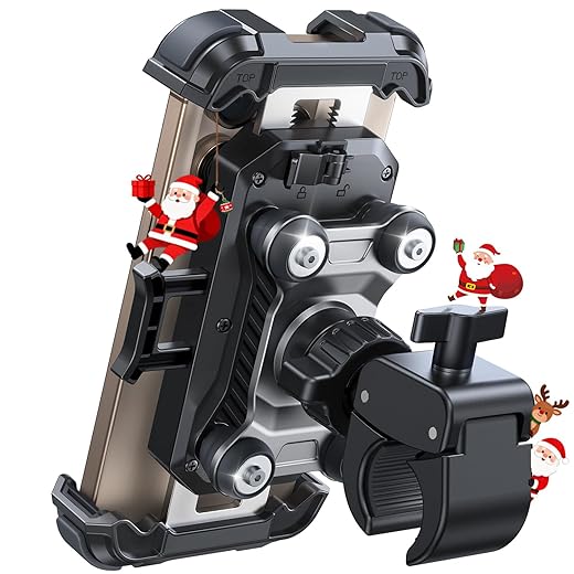 JOYROOM Motorcycle Phone Mount Holder - [Dual Vibration Dampener] 150mph Anti-Shock Phone Holder for Motorcycle [Upgrade Metal Handlebar Clamp] - Bicycle Bike Phone Holder Mount for 4.7-7" Cell Phones