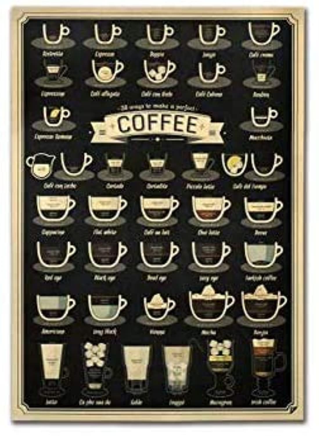 ArtistrySeller Coffee Corner Bar Shop Decor Decoration Cafe Coffee Guide types wall Poster Picture Nespresso DulceGusto espresso nescafe turkish Iced Coffee gift idea Birthday father mother new house