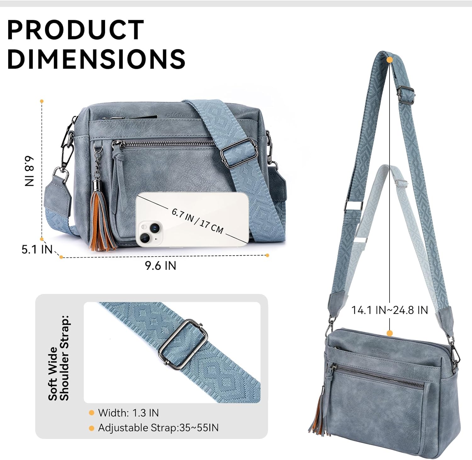 MEITRUE Crossbody Bags for Women, Vegan Leather Crossbody Purse Trendy Multi Pockets Shoulder Handbag with Tassel - Image 4