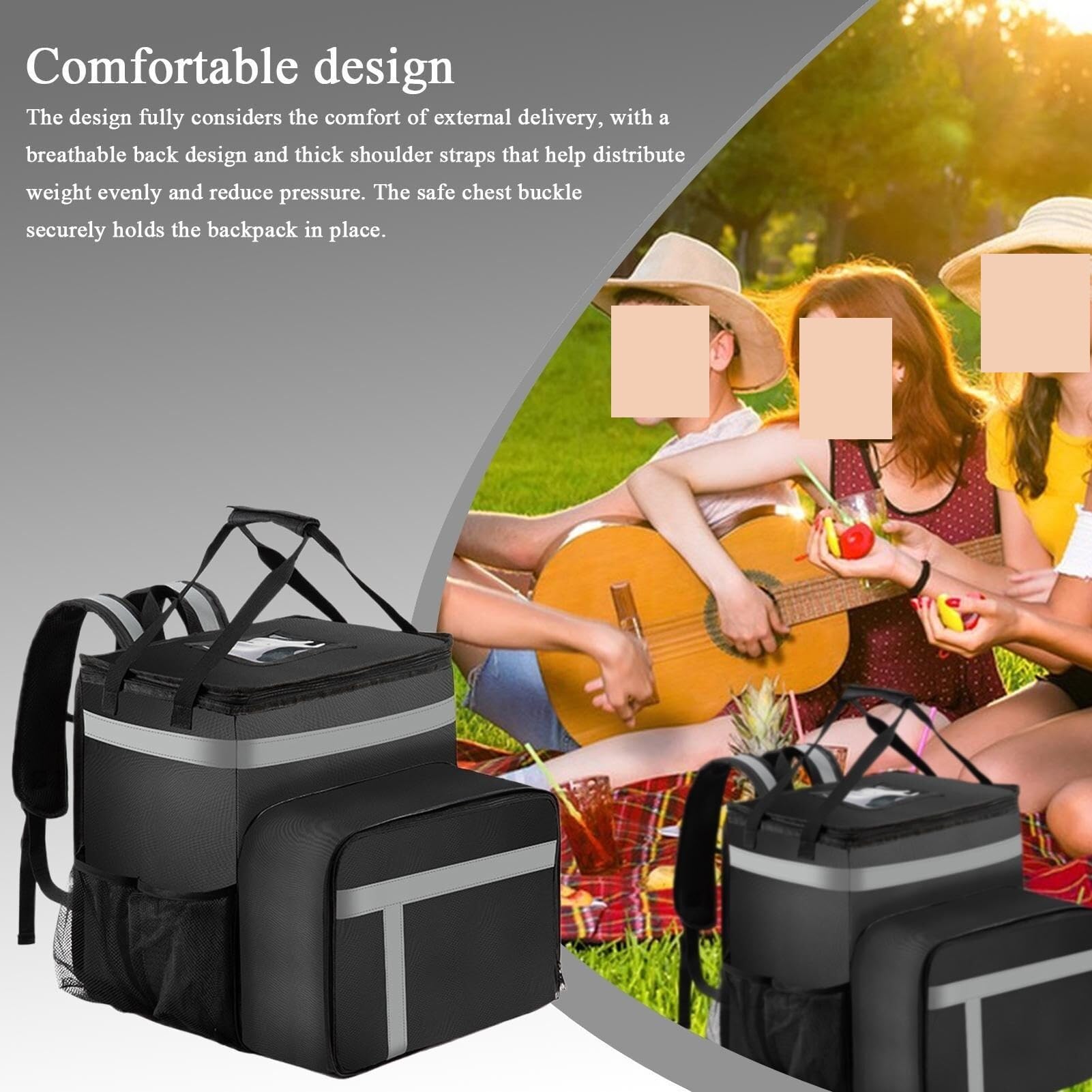 Mochila térmica for Entrega de Comida, Bolsa térmica Grande con Compartimentos for Compras, Camping, Uber Eats y DoorDash.