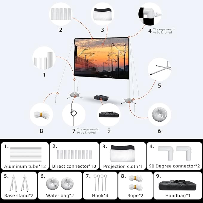 Pantalla Portátil Proyector 80 Pulgadas con Trípode AODIOU miniatura 7