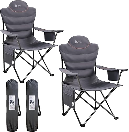 OUTSIDER Silla plegable para campamento, silla plegable resistente de 400 libras, sillas de exterior de gran tamaño con soporte para tazas, bolsa