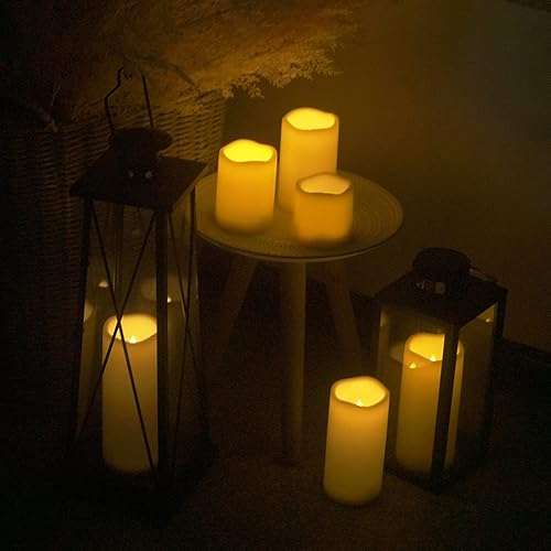 Miniatura 6 de Qinc Paquete de 2 velas sin llama de 7 pulgadas para exteriores funciona con pilas con temporizador impermeables parpadeantes velas de plástico LED