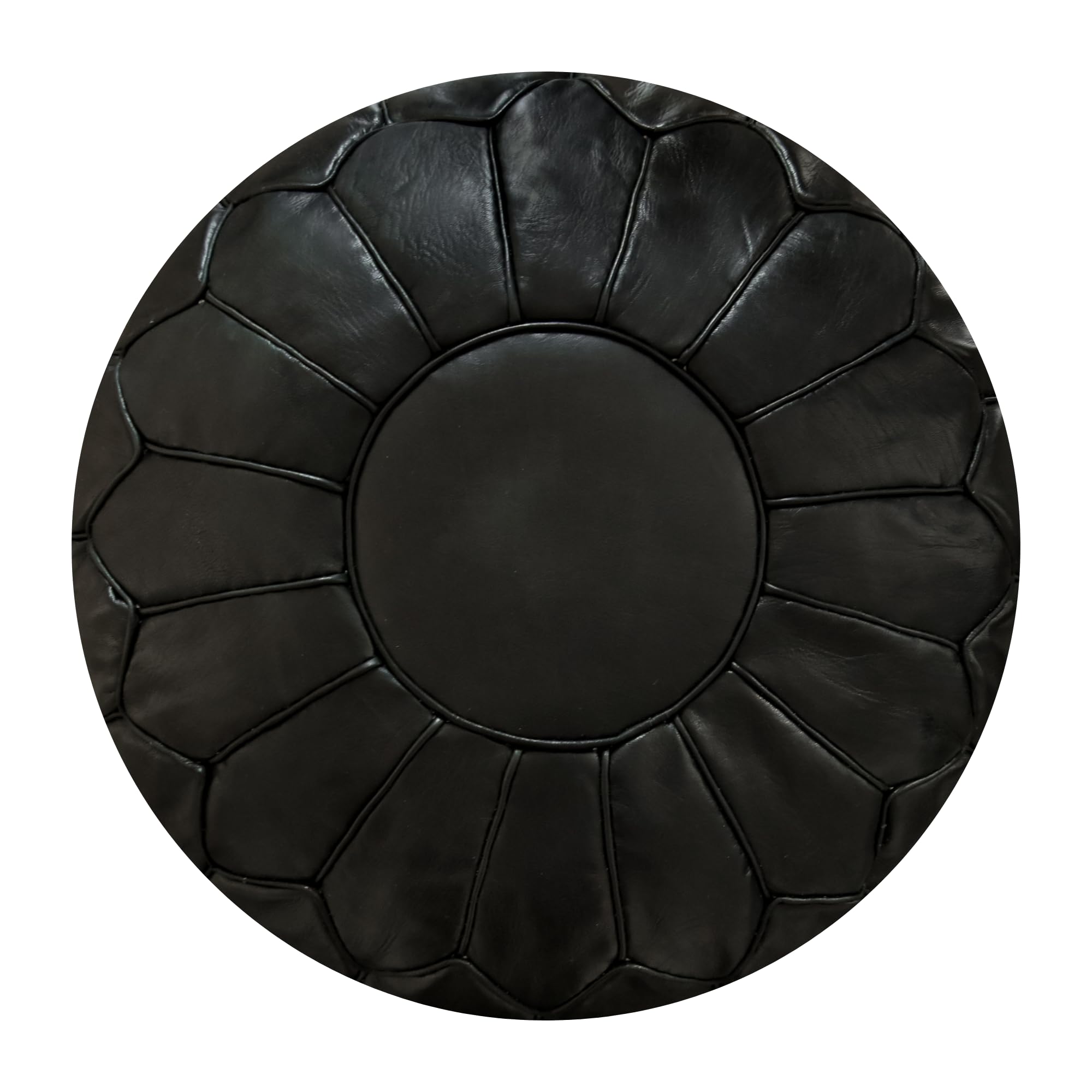 See the Good Premium XL Leather Pouffe - Handmade - Delivered stuffed - Ottoman, footstool, floor cushion (Black)