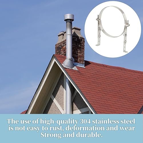 Miniatura 5 de Correa de pared de ventilación ajustable, soporte de tubo de chimenea, soporte de pared ajustable resistente, para ventilación de 8 pulgadas (10