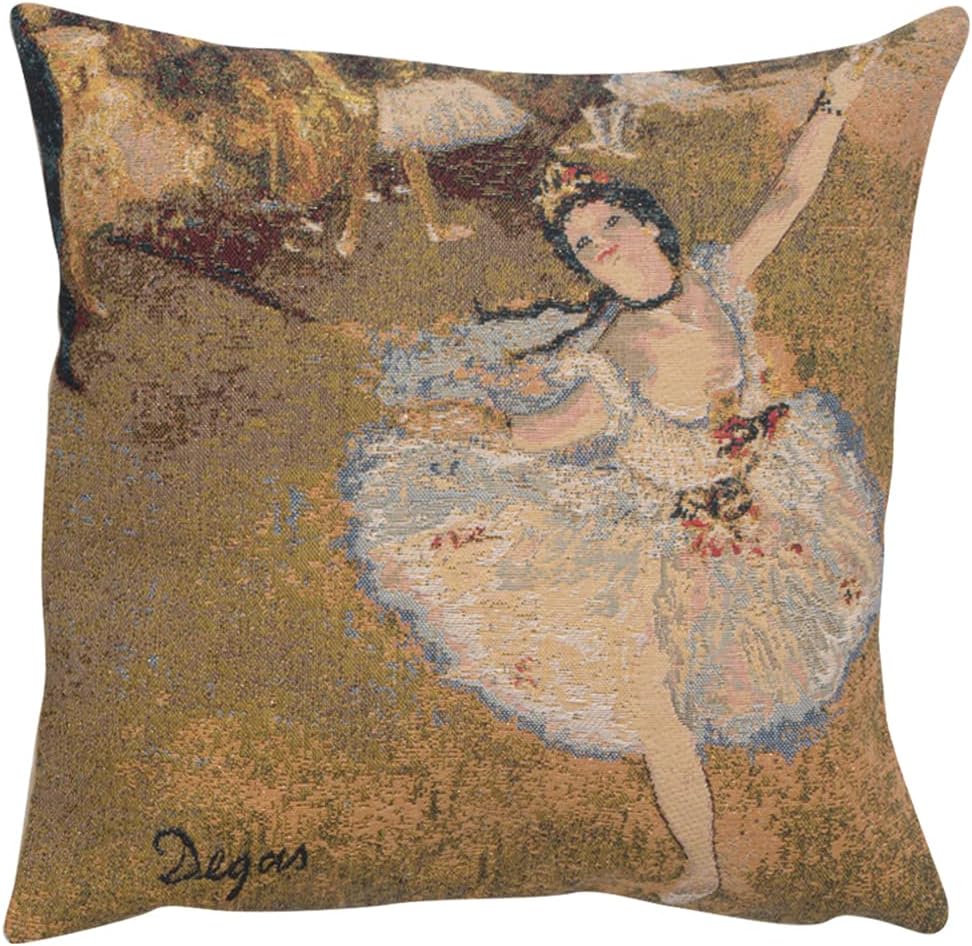 C Charlotte Home Furnishings Inc Danseuse Etoile II European Cushion Cover | Decorative Cushion Case with Cotton Viscose & Polyester | 18x18 Inch Cushion Cover for Living Room Couches and Sofas