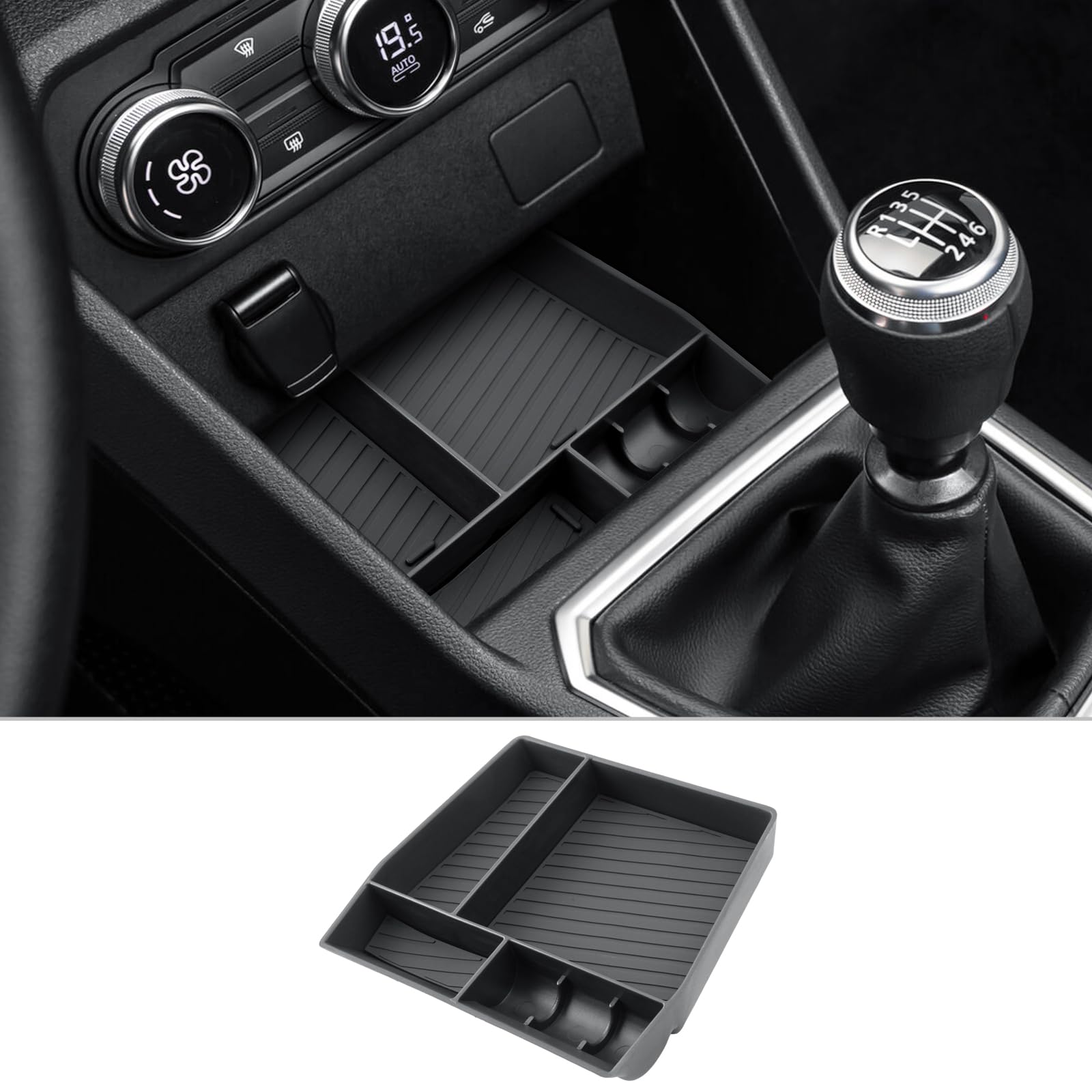 CDEFG Kompatibel mit Dacia Sandero 3/Stepway 3/Jogger 2022-2025 2026 Mittelkonsole Organizer Aufbewahrungsbox Center Console Organizer Tray Handschuhfach Sandero Stepway 3 Zubehör