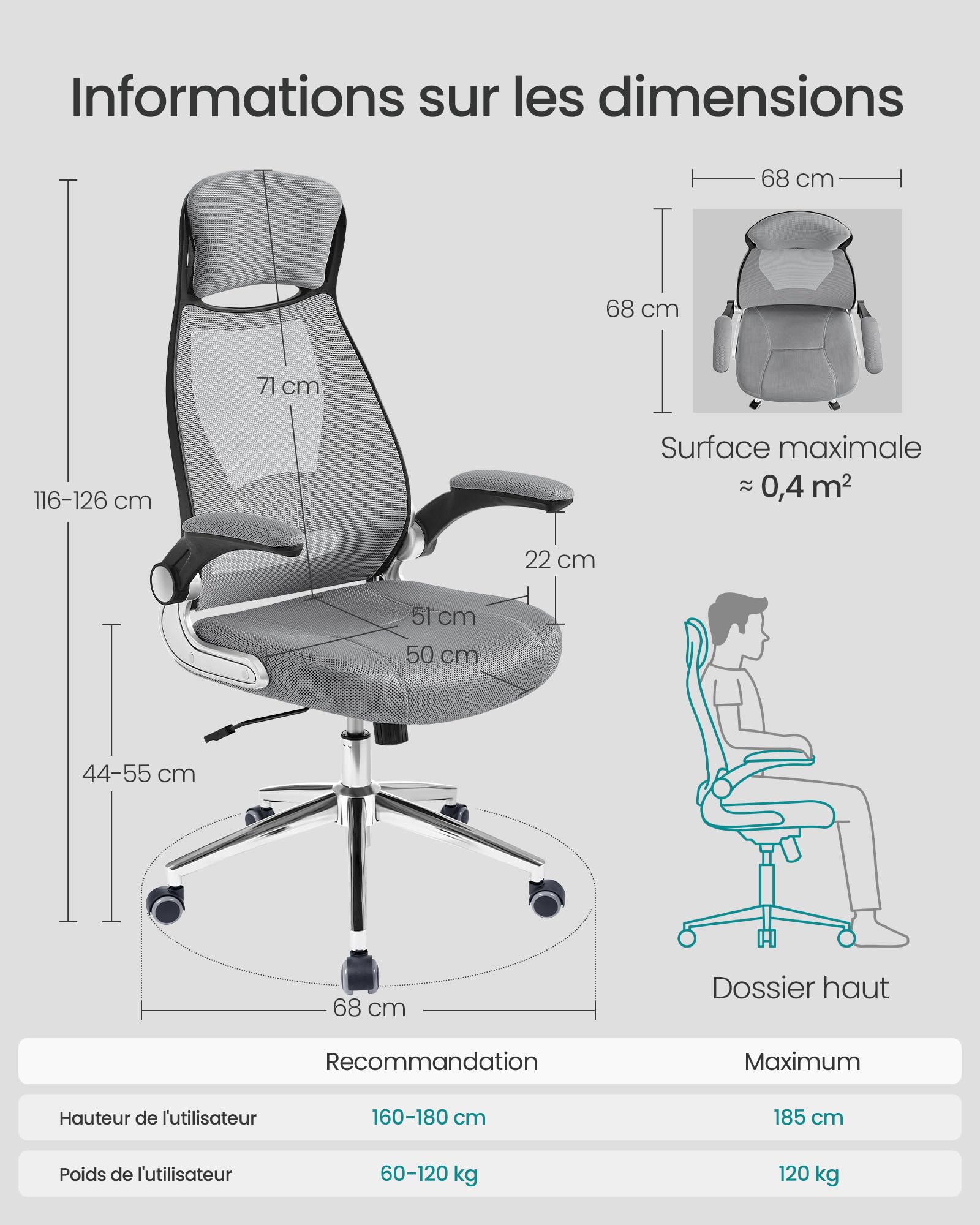 Songmics – Fauteuil de bureau ergonomique noir – Accoudoirs rabattables – Support lombaire réglable – Dimensions 66x60x99-107cm – OBN37BK Songmics – Fauteuil de bureau ergonomique noir – Accoudoirs rabattables – Support lombaire réglable – Dimensions 66x60x99-107cm – OBN37BK