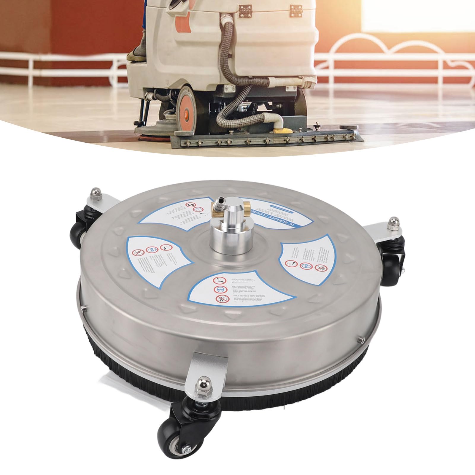 TOPINCN Limpiador de Superficies de Lavadora a Presión de 16 Pulgadas con 3 Ruedas, Lavadora Eléctrica con Carcasa de Acero Inoxidable con 2 Varillas de Extensión para Concreto,