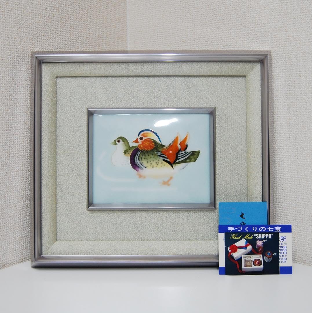Amazon.co.jp: 七宝焼壁掛け 絵 額 夫婦鳥 オシドリ鴨 鴛鴦 ご縁 夫婦