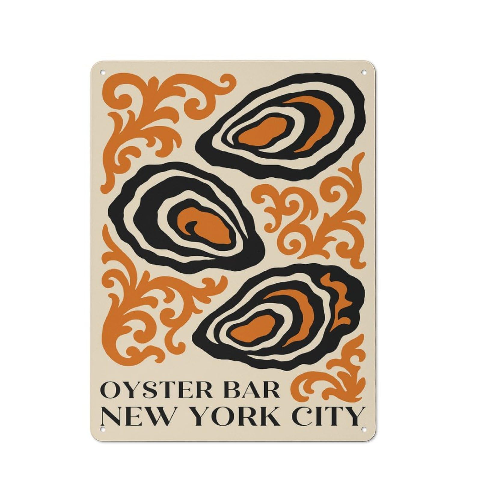 Junmoney Style-24 Farmhouse Metal Sign With Oyster Bar New York City Design 40X30cm, Rustic Country Wall Plaque For Cottage, Kitchen, Hallway Or Breakfast Nook