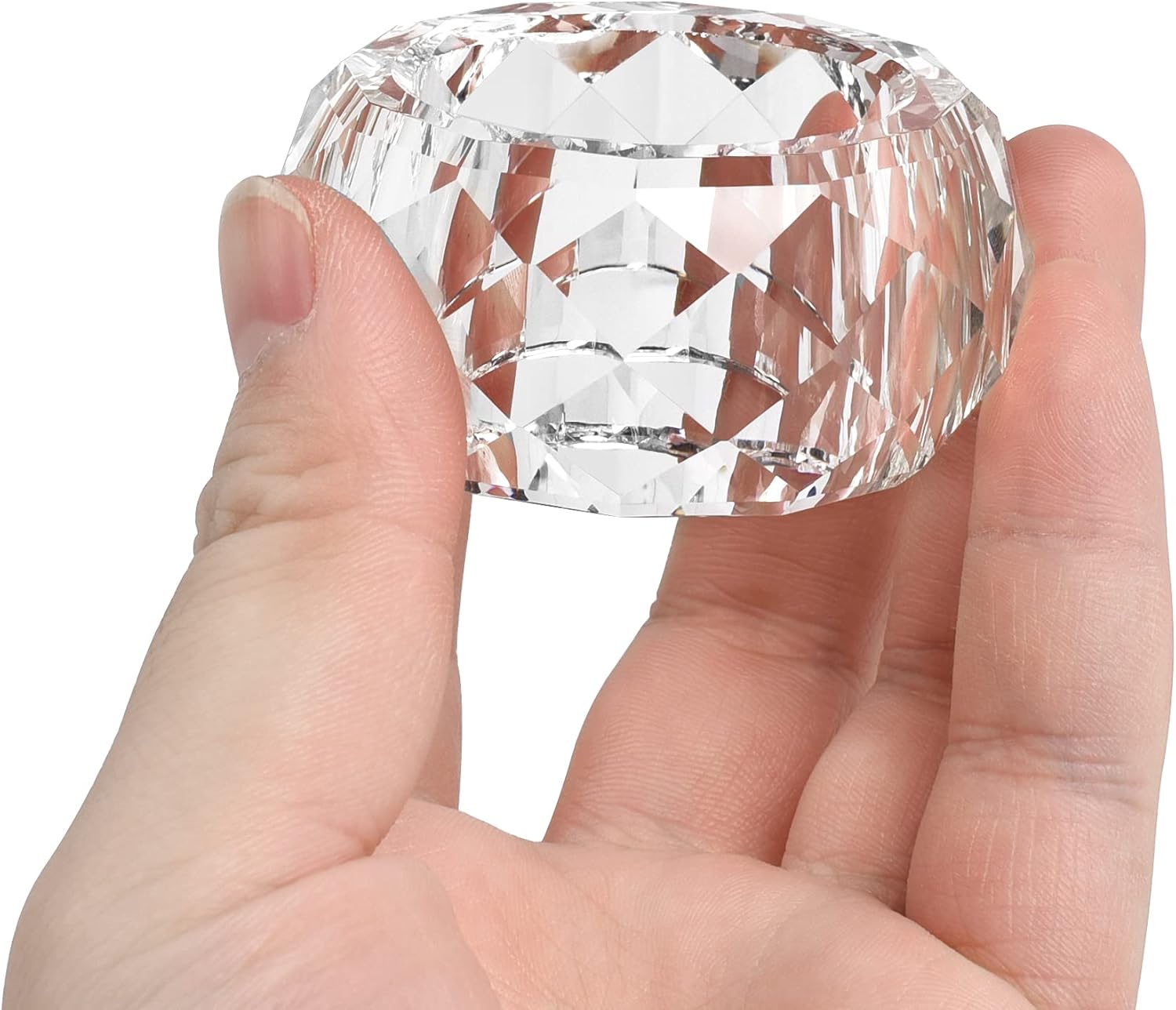 kitCom Crystal Napkin Ring Holders Set of 8, K9 Luxury Crystal Napkin Holder Rings, Diamond-Shaped Design, Napkin Buckles for Holiday Decor, Wedding, Christmas, Dinner Table, Thanksgiving (Pack of 8)