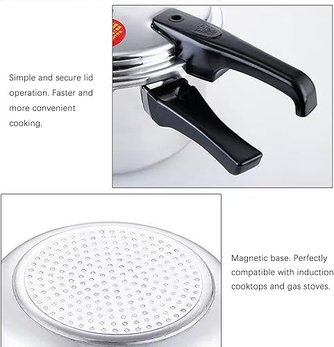 Miniatura 6 de Olla a presión pequeña, mini olla a presión de aleación de aluminio con fondo magnético, recipiente a presión compacto seguro y duradero compatible