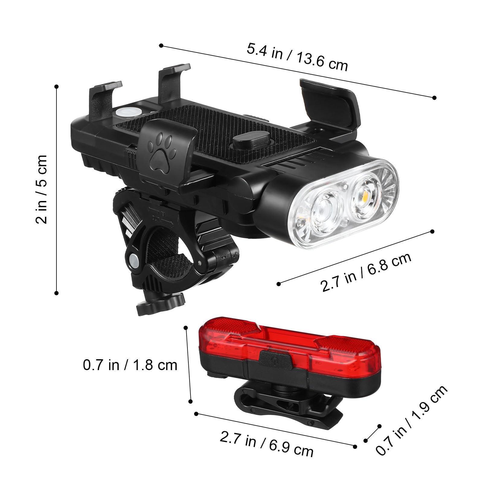 Luces LED para Bicicleta Batería de Gran Capacidad 4000 Mah, Soporte Ajustable para Teléfono, Diseño Dual LED y Material Abs para Ciclismo Diario y Paseos Nocturnos