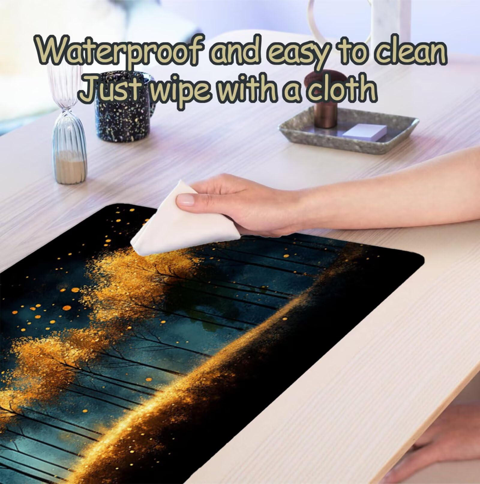 Podkładka pod mysz XXL 1400 x 600 mm podkładka pod mysz do gier drzewo, podkładka na biurko z antypoślizgową gumową podstawą, wodoodporna i antypoślizgowa abstrakcyjna podkładka pod mysz, do PC