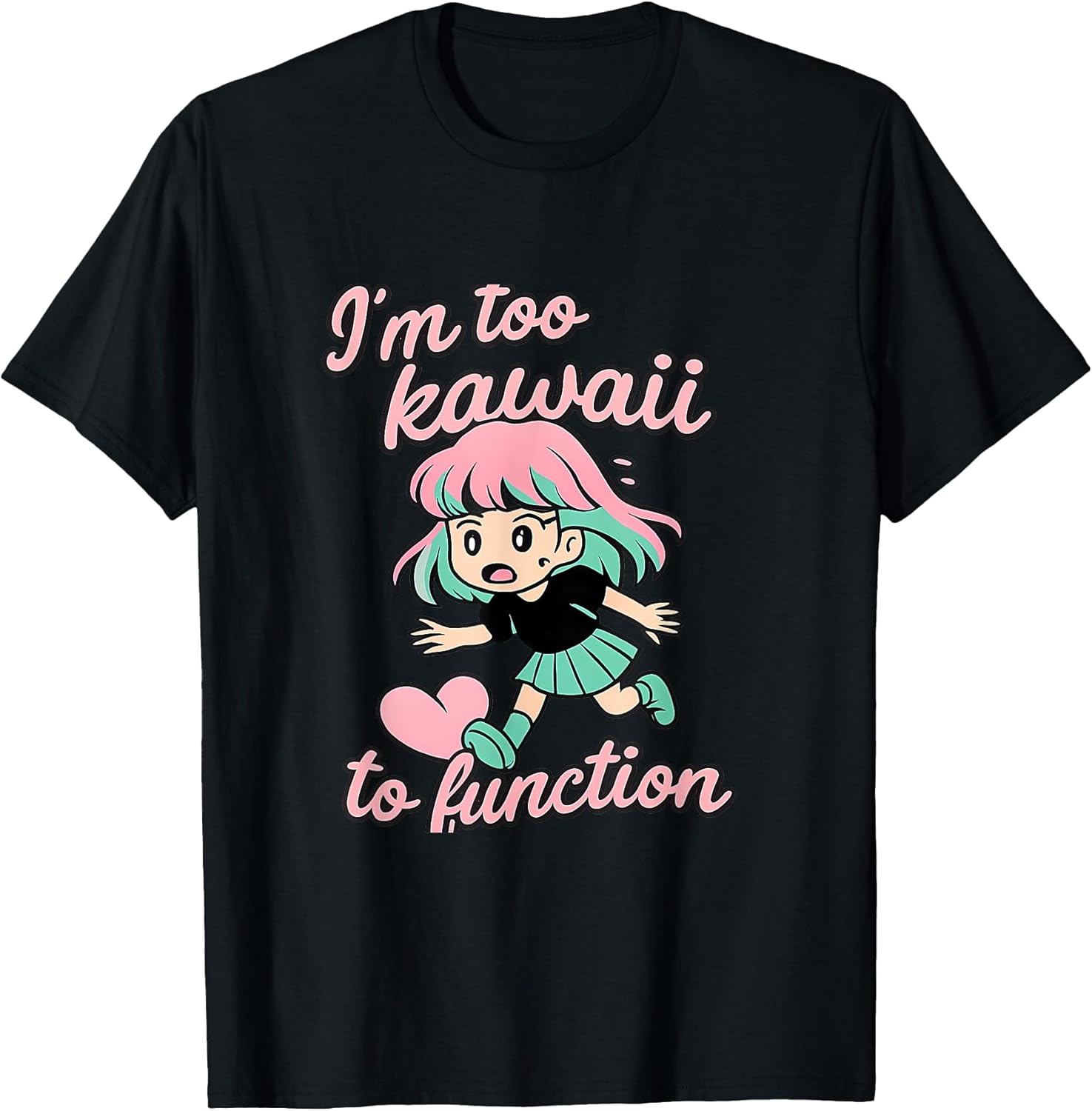 Too Kawaii To Function Vaporwave Anime Girl Design T-Shirt Theteepulse