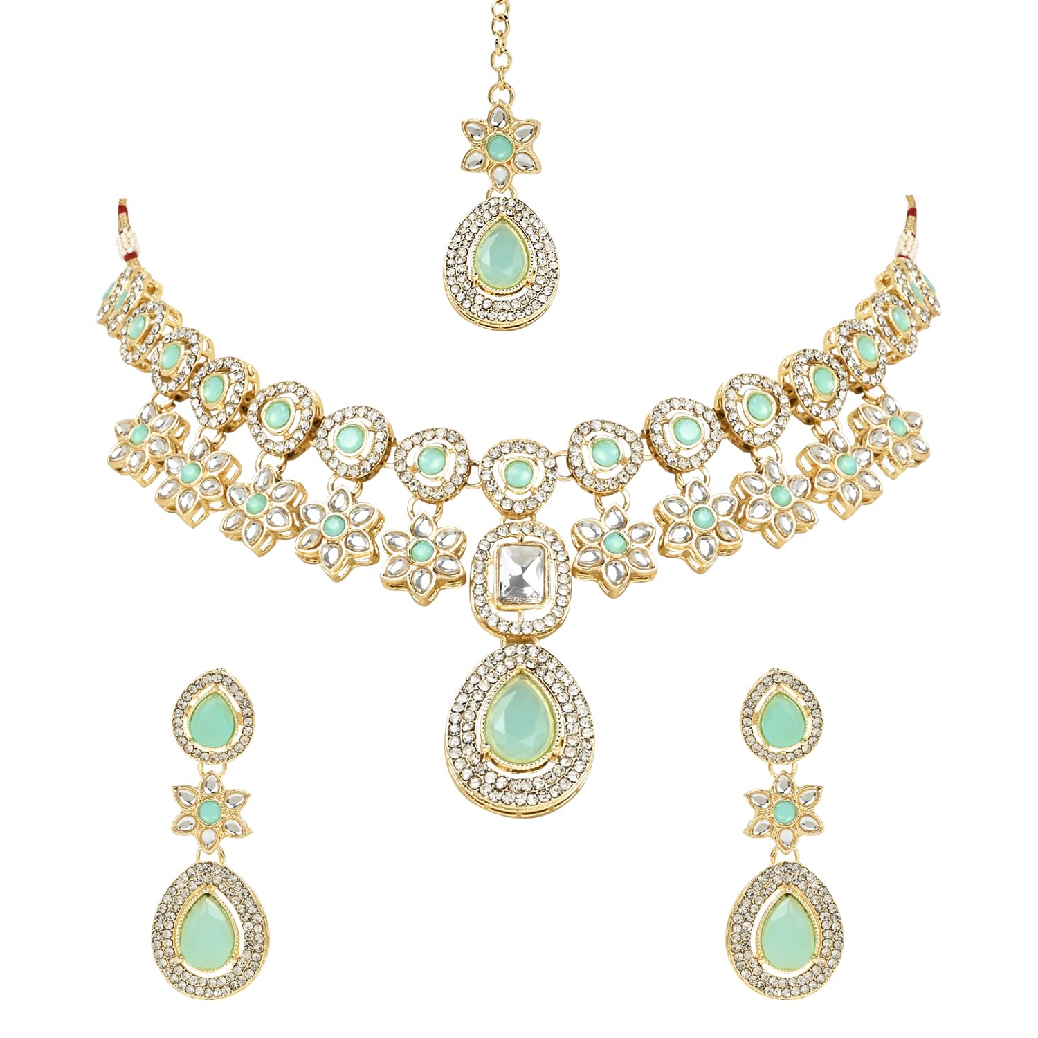 I Jewels Gold Plated Traditional Kundan Stone Necklace Jewellery With Earring & Maang Tikka Set for Women (IJ378Min) (B0CNXSVQ4K) Amazon Price History, Amazon Price Tracker
