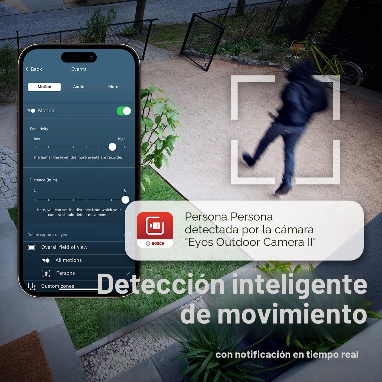 Bosch Smart Home Cámara Exterior II, cámara vigilancia Exterior, cámara IP, resolución 1080p Full-HD con Sirena integrada y lámpara de diseño, Compatible con Amazon Alexa, Plateada