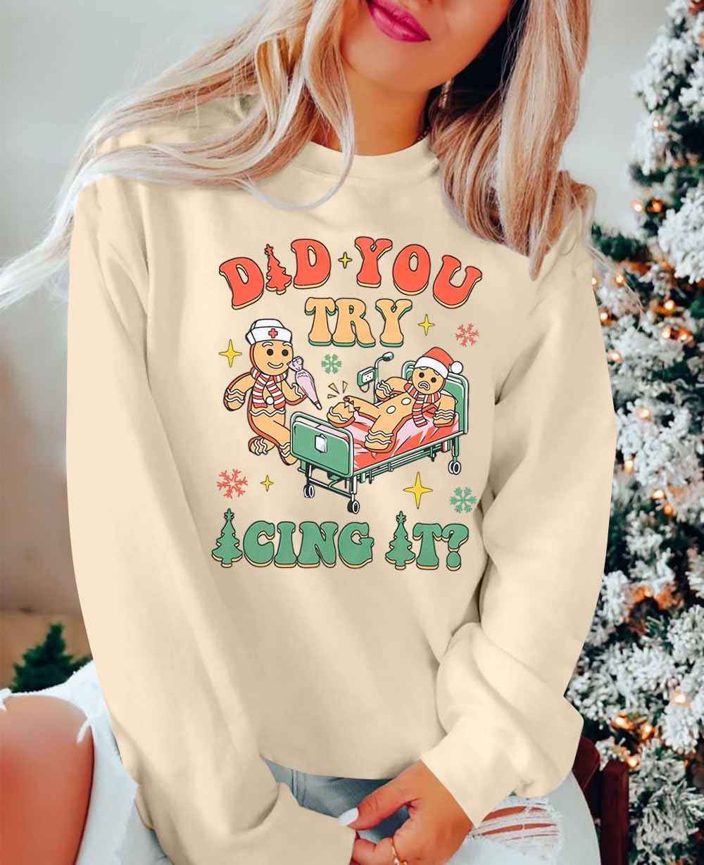 HEBBE Sudadera de Navidad para enfermera, sudadera de enfermería para mujer, camiseta divertida