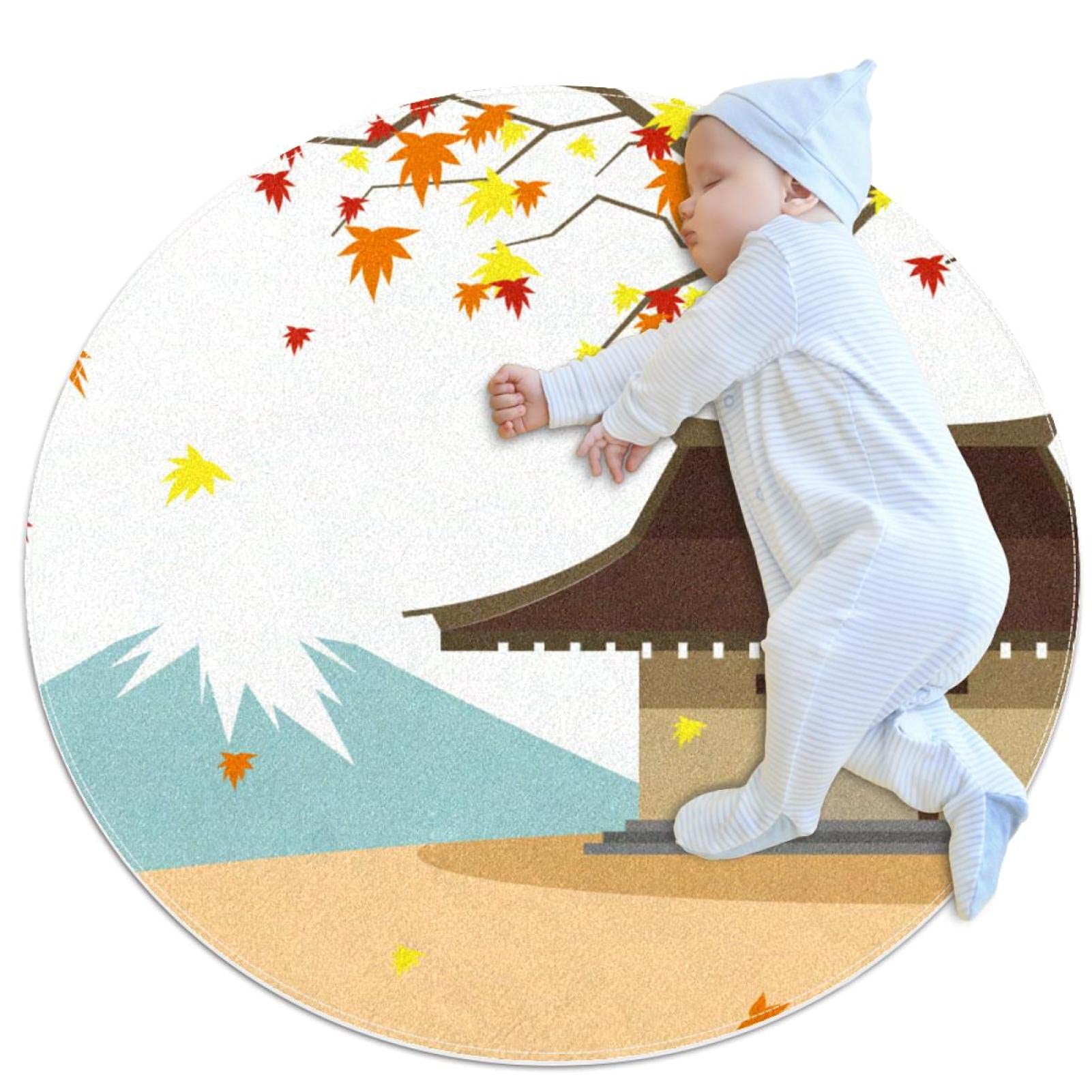 Tapis feuilles d'automne japonaises antiderapant et lavable JDEZ pour espace de jeux enfant
