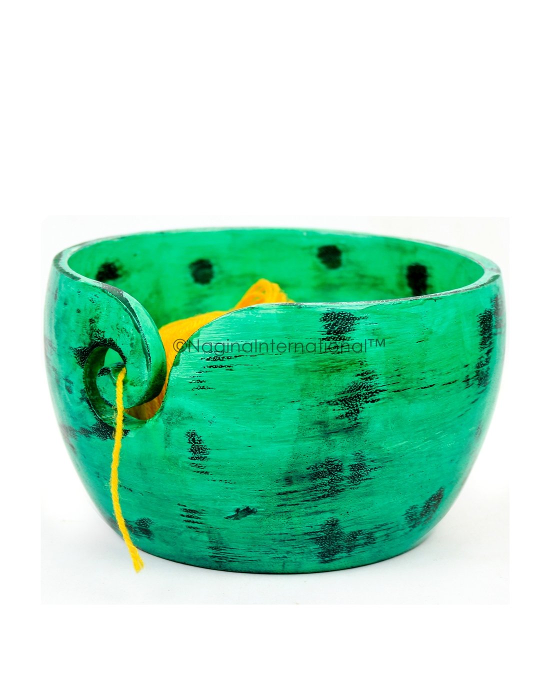 Nagina International Exquisite Yarn Ball Storage Bowls | Hand Painted Lovely Decor Yet Functional Yarn Dispenser (Medium ( 7 x 3 x 7 Inches ),