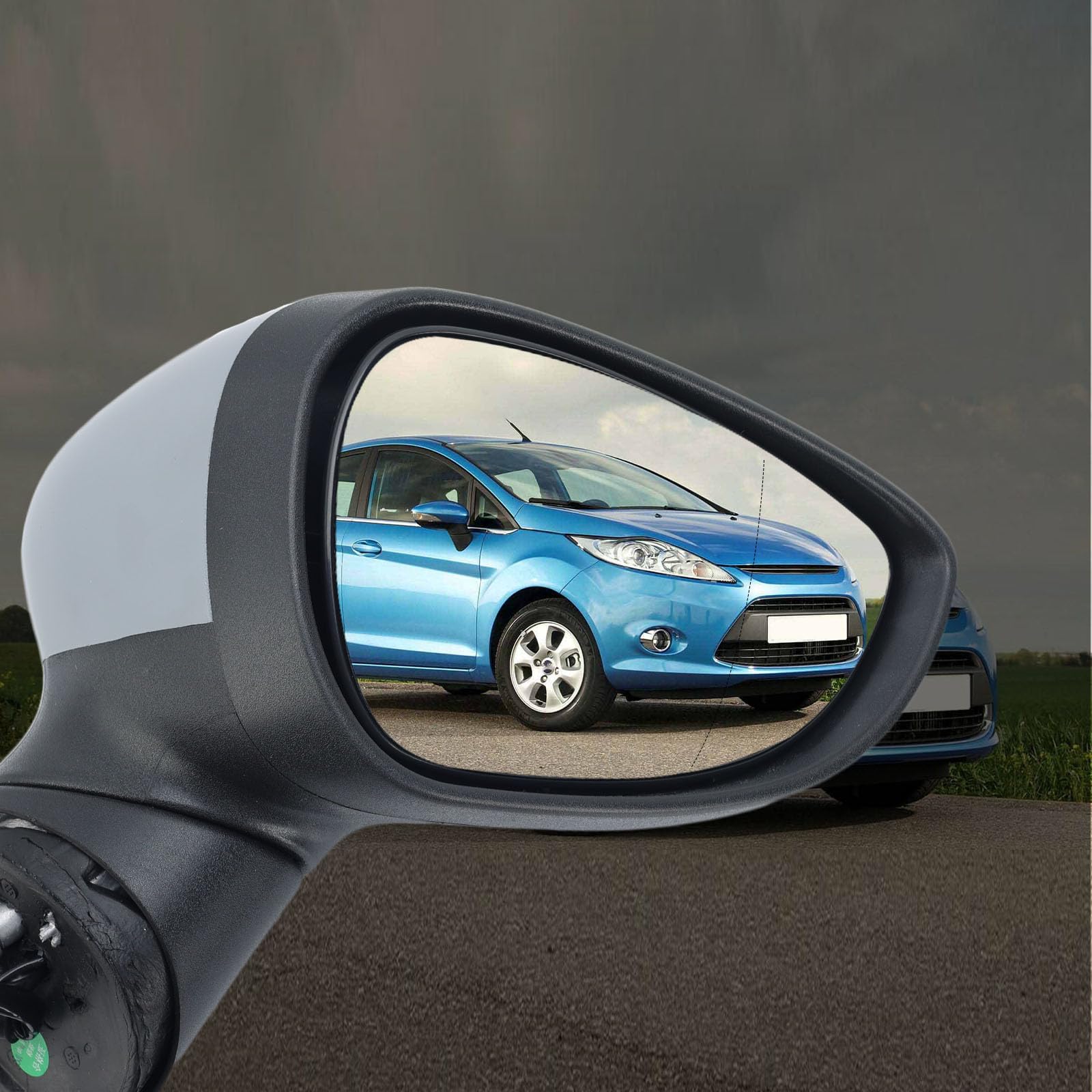 Außenspiegel Rechts elektrisch verstellbar beheizt, 8-Pin Anschluss, passend für Ford Fiesta MK7 2008-2012, grundierte Abdeckung Manuell einklappbar mit Blinker