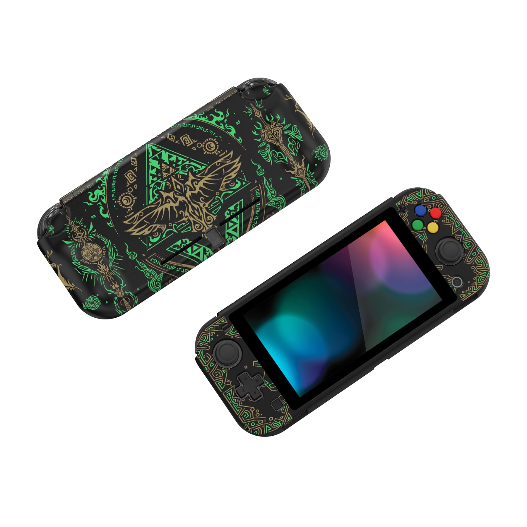 PlayVital Cover per Nintendo Switch Lite,Custodia Grip Ergonomica Copertura Protettiva Rigida Pellicola Copri Analogici per Nintendo Switch Lite Console-ZealProtect-Totem del Regno