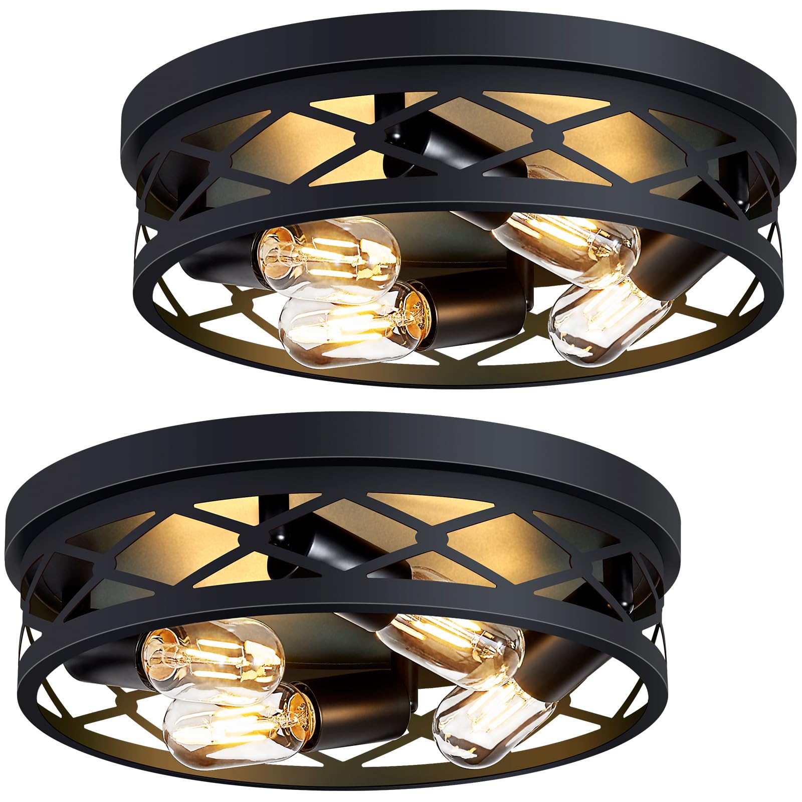 XPEHK 4-Light Farmhouse Ceiling Light Fixture,14 inch Hallway Lighting Fixtures Ceiling,Light Fixtures Ceiling Mount for Kitchen,Entryway,Hall,Bedroom E26 Base