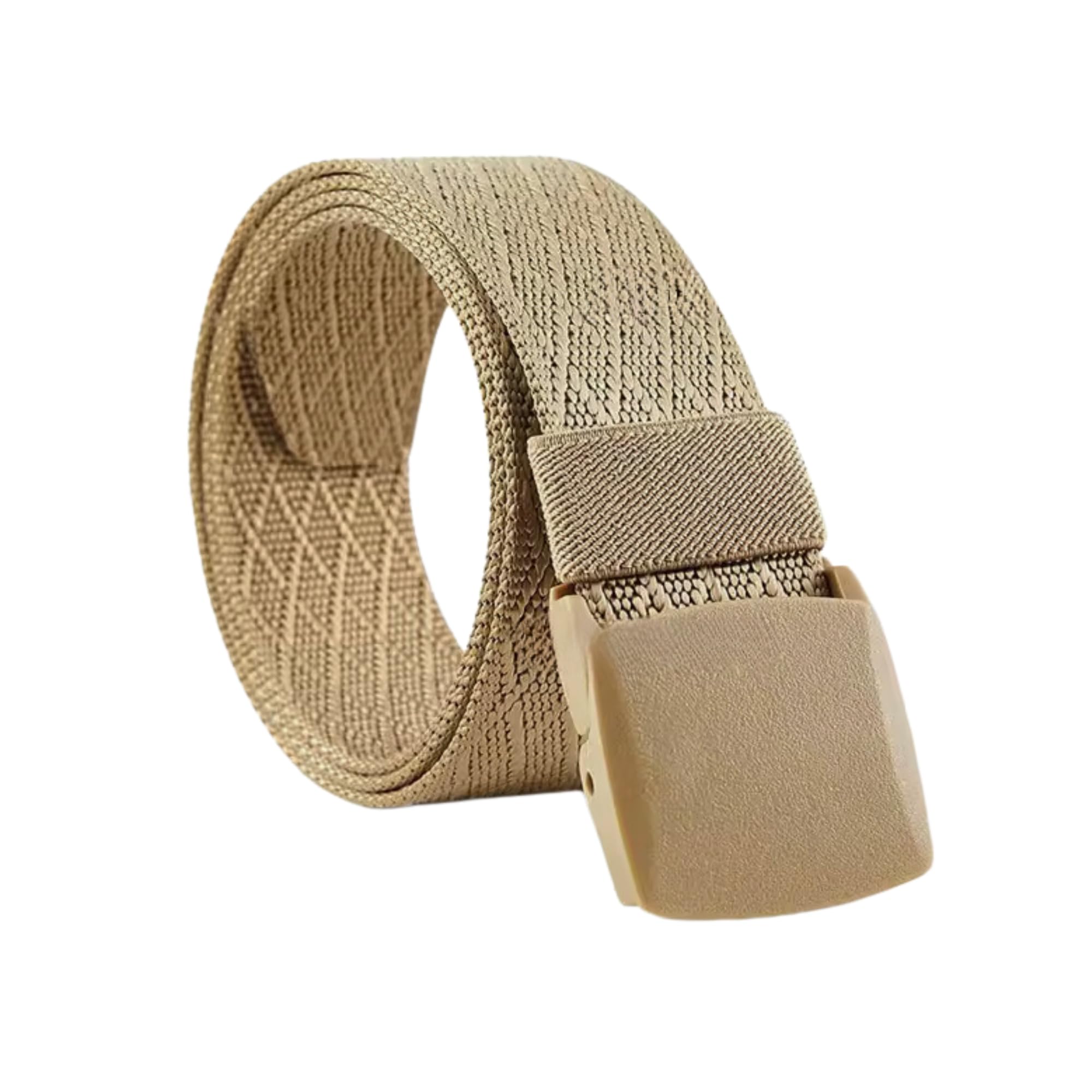 Devons Treasures Men's Khaki Tactical Belt, Adjustable Nylon Web Work Belts For Military Leisure Sports Hiking Belt With Quick Release Plastic Buckle