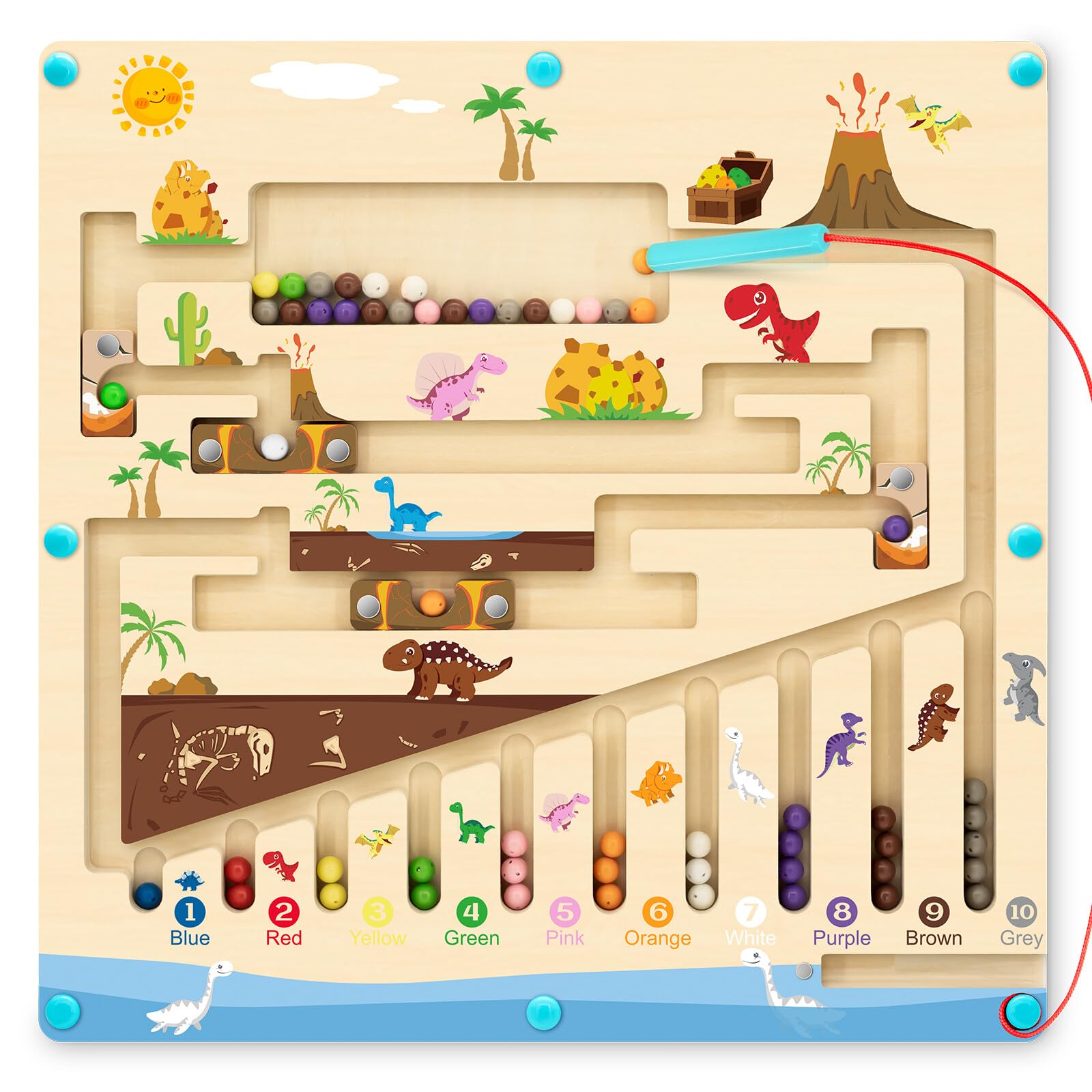 ZQNPXY Magnetic Color and Number Maze, Montessori Toys for 3+ Year Old, Wooden Counting Matching Puzzle Activity Board, Preschool Educational Learning Toddler Toy for Kids Boys Girls 3 4 5 Year Old