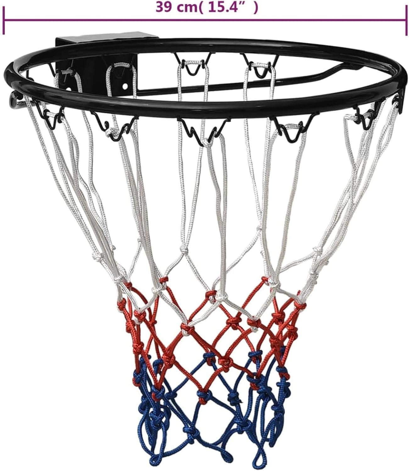 Heavy Duty Wall Mounted Full Size Basketball Hoop Rim and Net,Basketball Ring Black 39 cm Steel