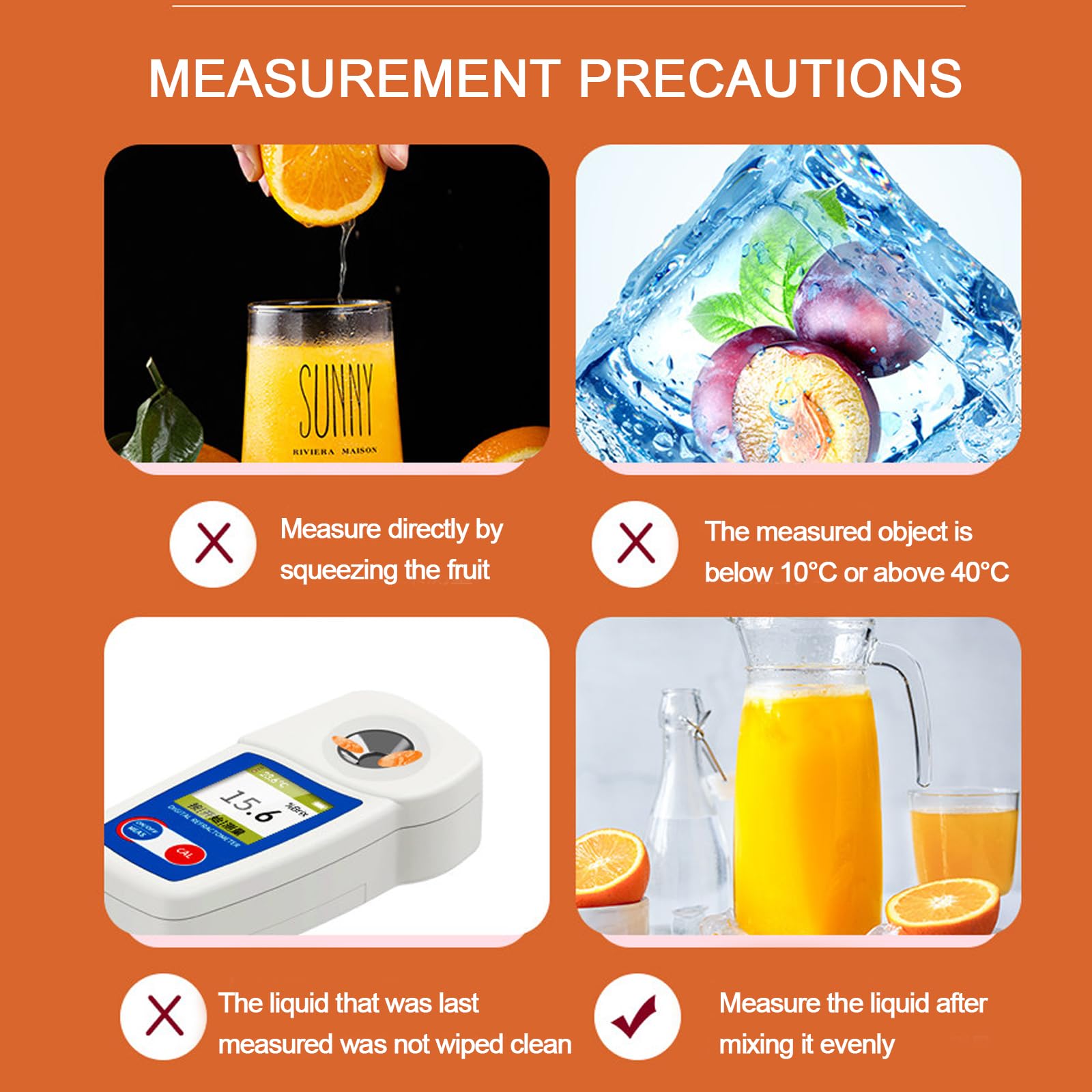 Refractómetro Digital Brix 0-35%, ±0,2% Alta Precisión, Compensación Automática De Temperatura (ATC), para Zumos De Frutas, Miel, Bebidas Y Vino.
