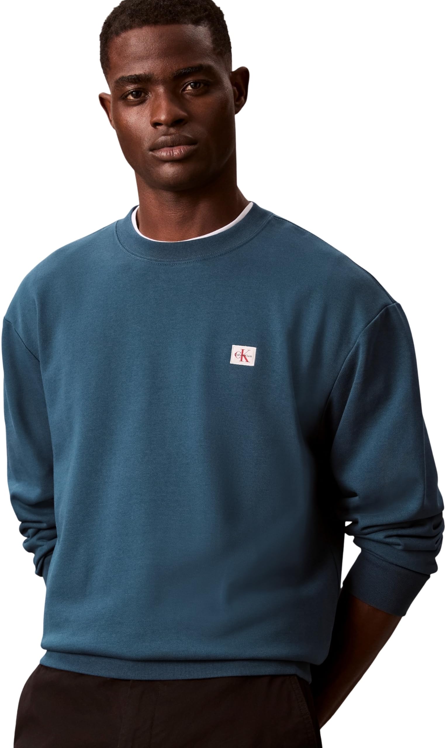 Calvin Klein Jeans Men's Blue Woven Box Crew Sweatshirt in Size XL, Sports Direct