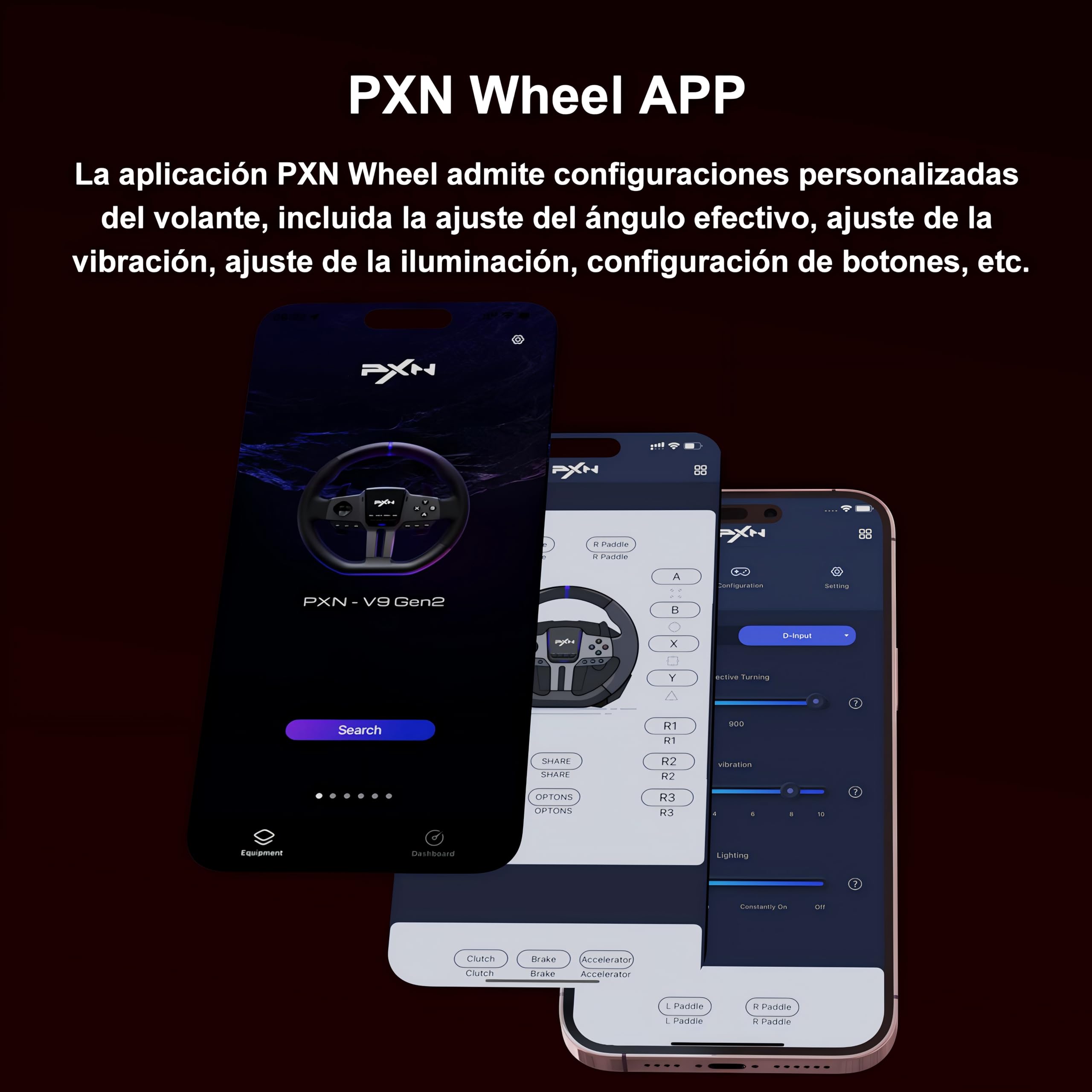 PXN V9 GEN2 Volante para PC, Volante para PS4 con Palancas de Cambio, Pedal con Efecto Hall, Palanca de Cambios 6+R, App, Volante de Carreras para Xbox Series X/S, Xbox One, PC, PS4, PS3