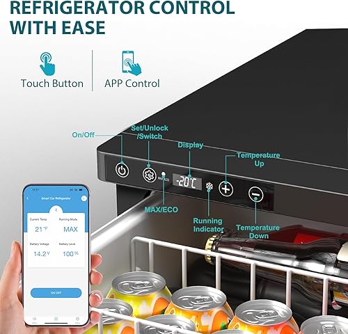 Miniatura 5 de Refrigerador de cajón de 12 voltios, 31.2 L (33 cuartos de galón) refrigerador eléctrico con control de aplicación (-4-68), refrigerador de coche