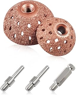 LEONTOOL Tire Repair Buffer Tool 5 Pcs 42mm 55mm Tire Buffing Wheels Kits with Linking Rods Coarse 70 Grid Buffing Wheel 3/8"-24 Thread Tungsten Steel Bowl Type Tire Repair Grinding Head Rotary Tools