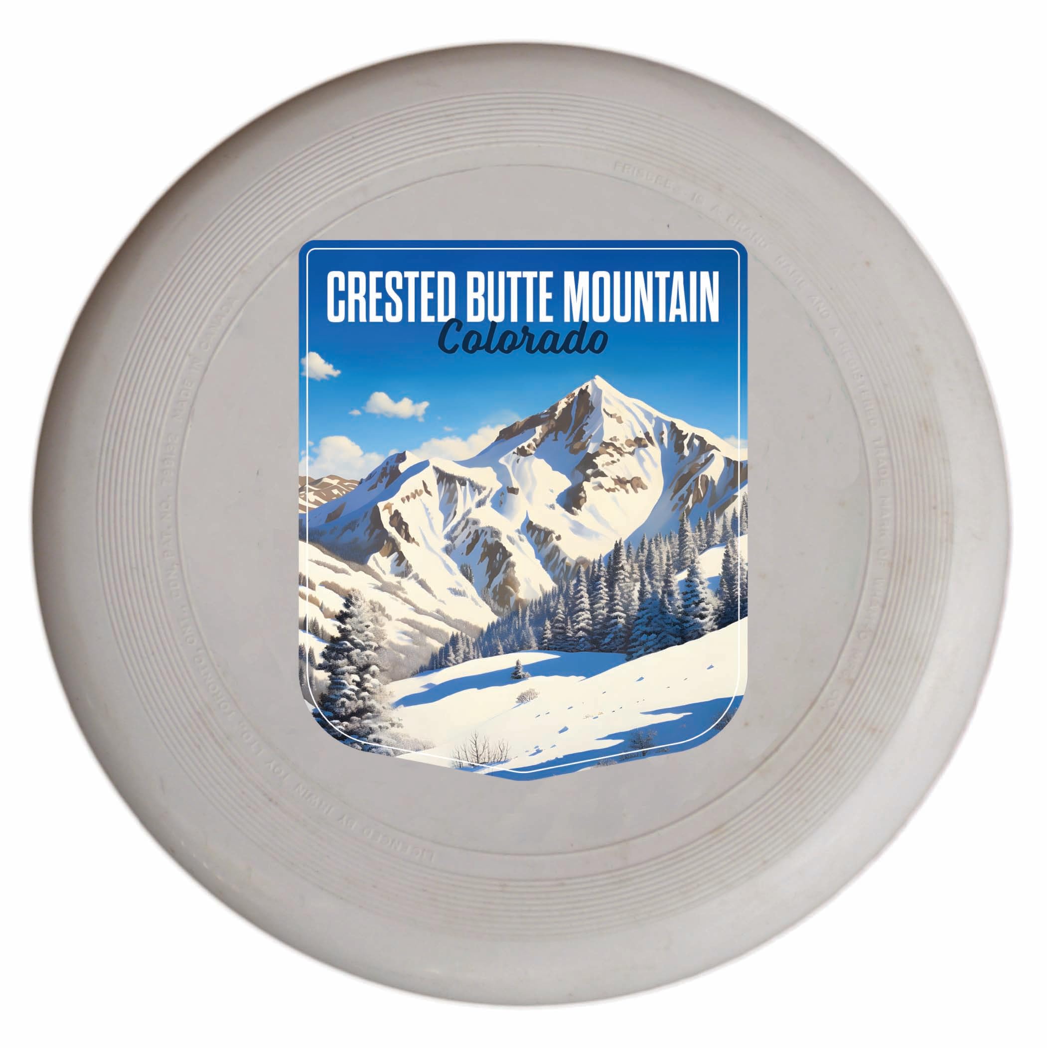 Crested Butte Mountain Colorado Snowy Mountain Design Souvenir Frisbee Flying Disc 4-Pack
