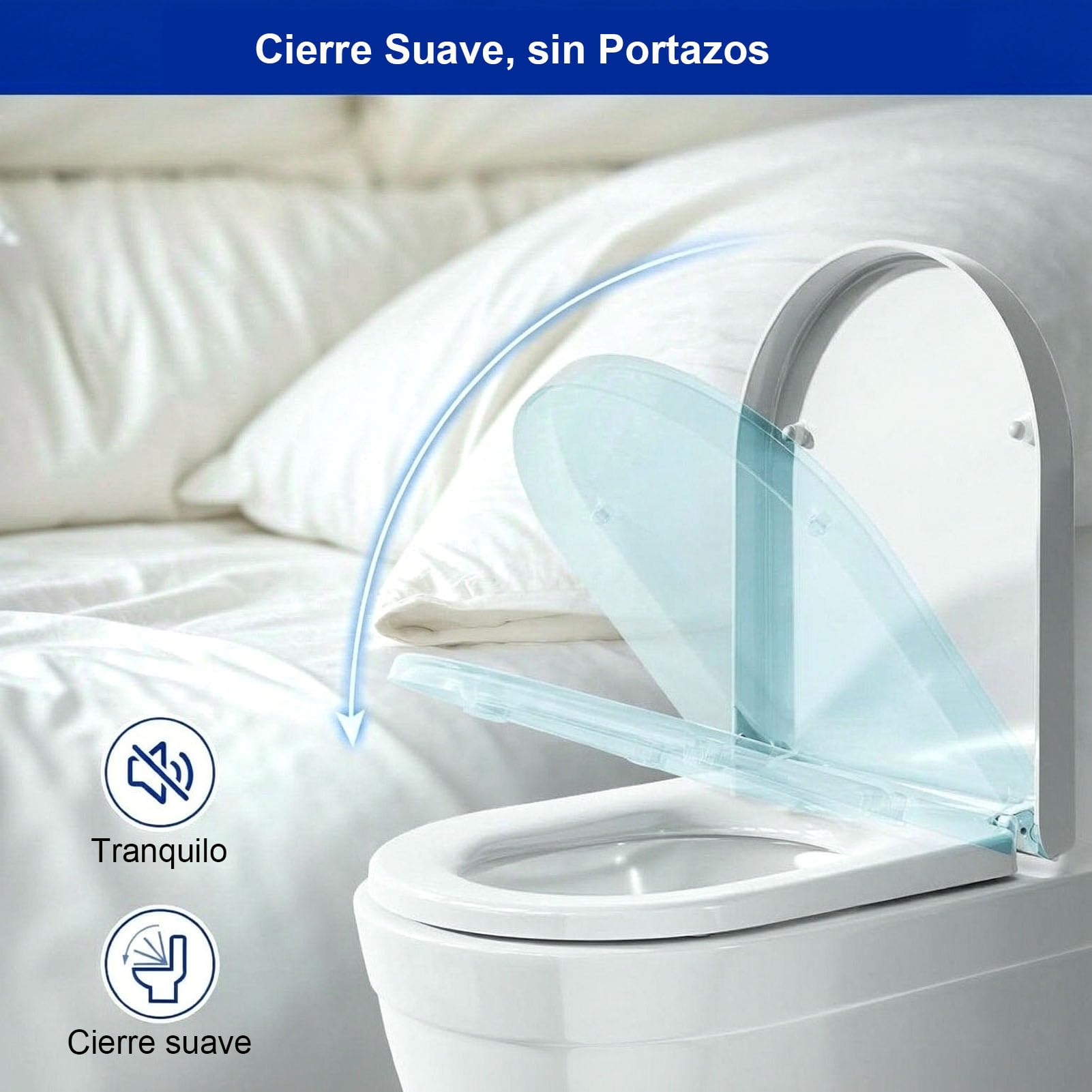 Tapa WC Universal en Forma V, Asiento de Inodoro de Duroplast, 46x37.5cm