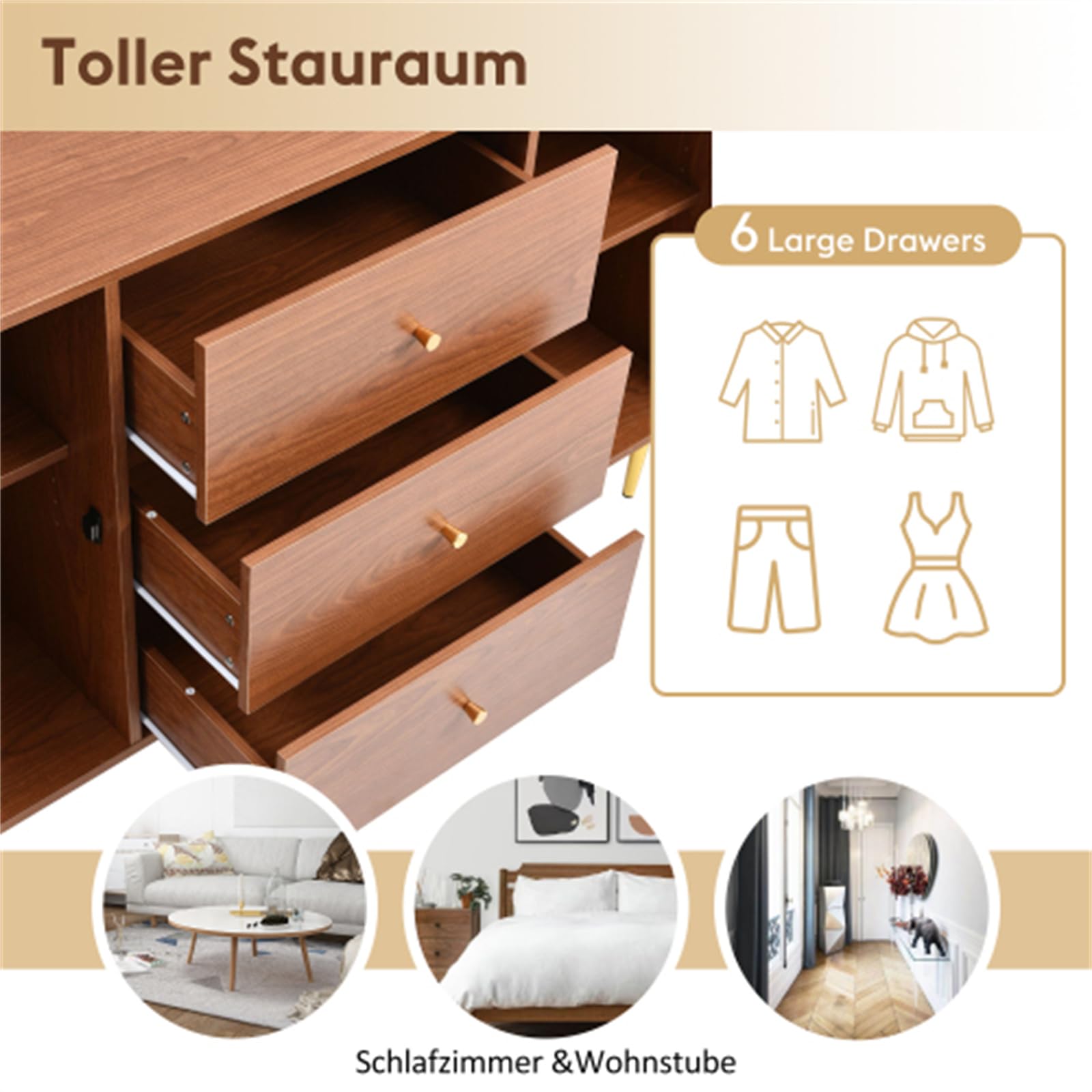 Mobile da ingresso alla moda retrò, mobile ausiliario in legno di rattan con 2 ante e 3 cassetti, ripiano regolabile con credenza con fibbia magnetica sulla porta, facile da montare