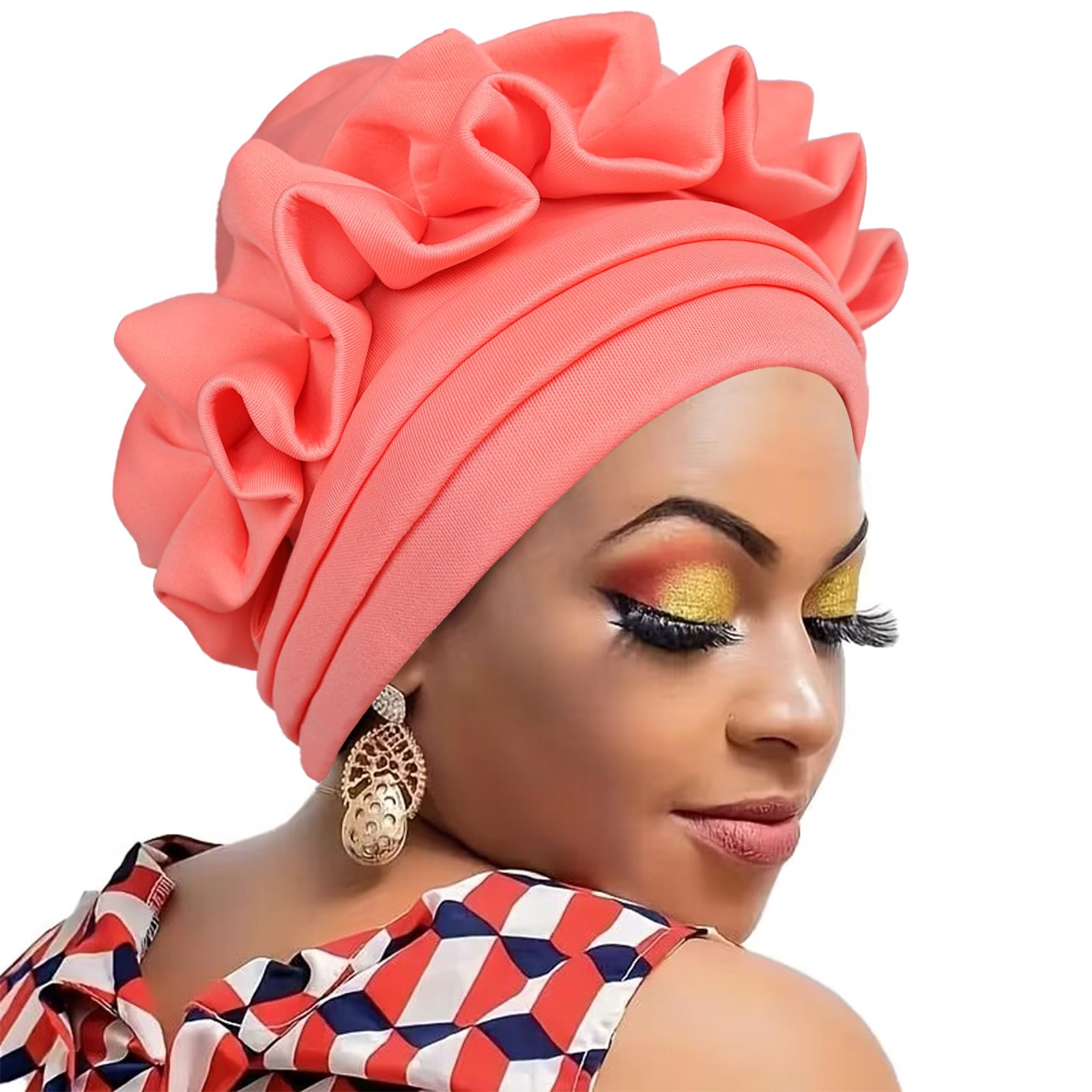 African Women Turban Caps Flower Twisted Headscarf Pre-Tied Braids Wrap Hat Chemo Cancers Headwear African Women Turban Pre-Tied Turbans Head Scarf